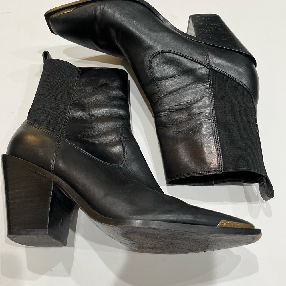 Sigerson Morrison Black Leather Western Cowboy Ankle Boots Sz. 37